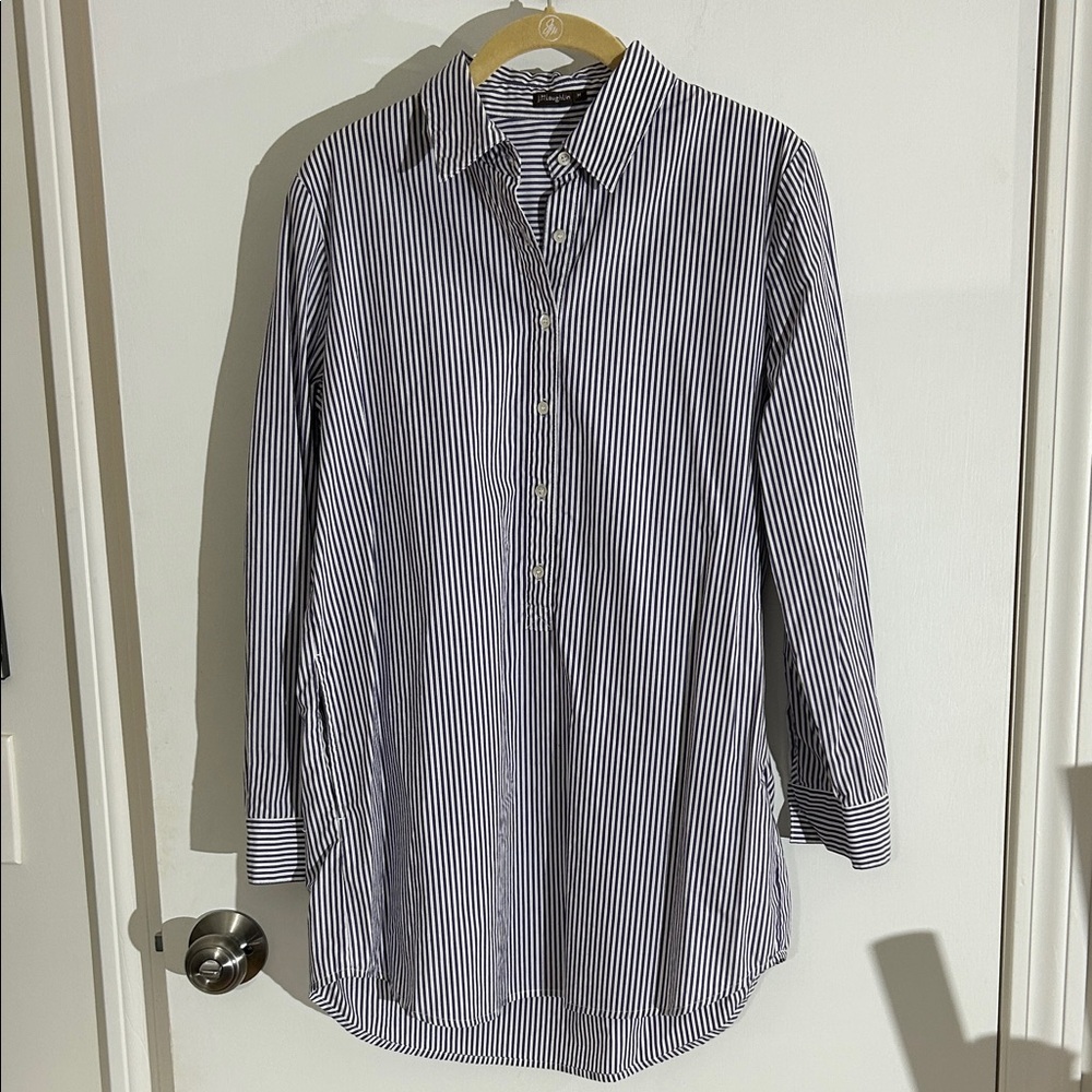 J. McLaughlin Arissa Tunic Blouse Top Purple striped M
